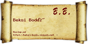 Beksi Bodó névjegykártya